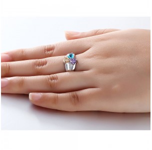 Triple stones Personalized Birthstone Ring JEWJO1793